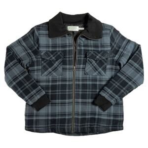 Aventura Women's Medium Organic Cotton Navy Plaid Full Zip Jacket
